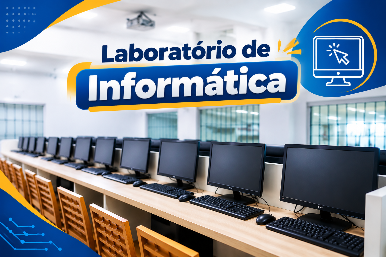 Laboratório de Informática: computadores e estações de estudo