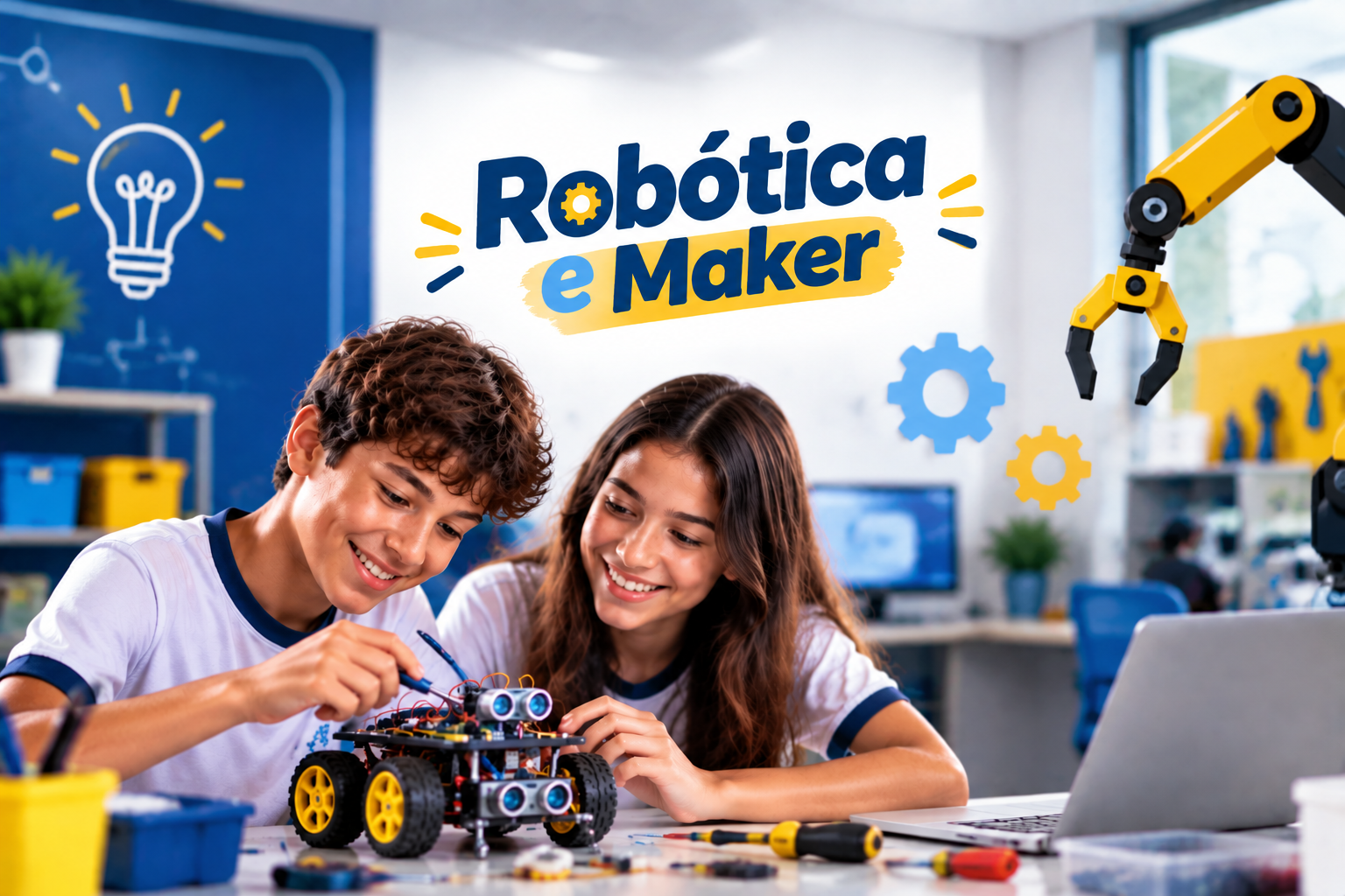 Robótica e Maker: estudantes construindo um robô